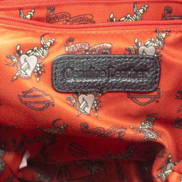 Harley-Davidson Women’s Mini Biker Backpack Black Pebbled Leather Studded Logo - Picture 9 of 11